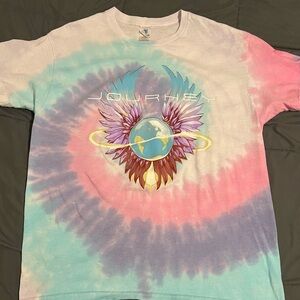 Journey Concert Shirt.  Tie-Dye Pastel Graphic Tee in Pink, Purple, Blue